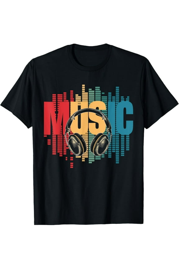 t-shirt Electronic Music Lover DJ Retro Headphones T-Shirt mens,black,women,funny,journey,Crew Neck, Short Sleeve,printing