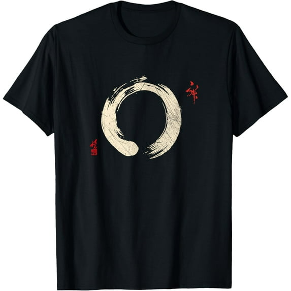 Enso Circle Goa Karma Om T-ShirtMen's and women's gift, black and white T-shirt, size: Extra large S-4XL