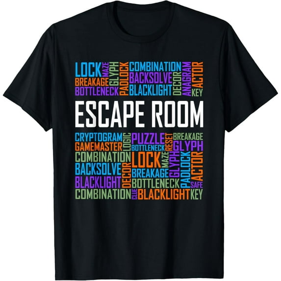 t-shirt Escape Room Words Gift Locked Room Enthusiast Gifts T-Shirt.