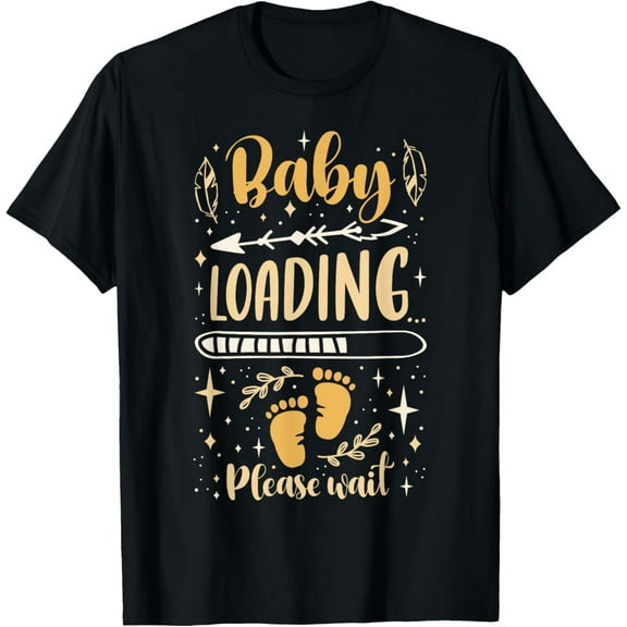 t-shirt Expecting Mom To Be, Pregnancy Announcement, Baby Loading T-Shirt mens，black，women，funny，journey，Crew Neck, Short Sleeve,custom clothing patterns.gift