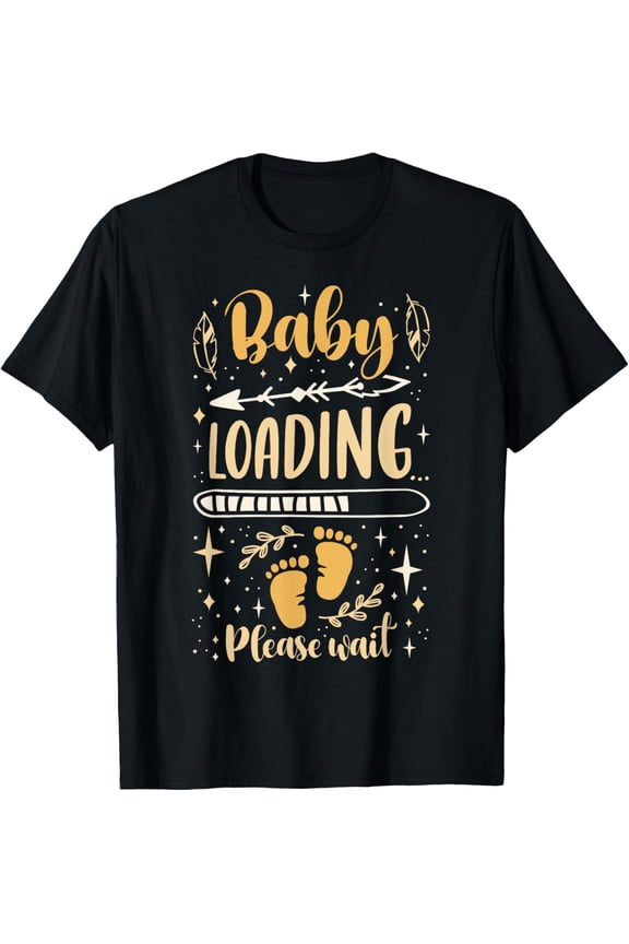 t-shirt Expecting Mom To Be, Pregnancy Announcement, Baby Loading T-Shirt mens,black,women,funny,journey,Crew Neck, Short Sleeve,custom clothing patterns.gift