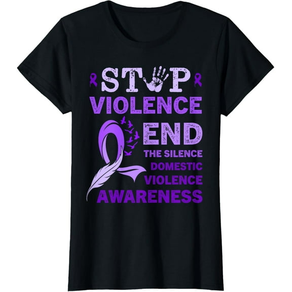 t-shirt Family Domestic Violence Awareness Purple Ribbon T-Shirt.