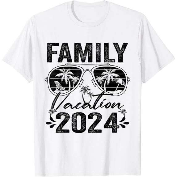 t-shirt Family Vacation 2024 Beach Matching Summer Vacation 2024 T-Shirt mens, woman, white,funny,journey,Crew Neck, Short Sleeve,custom clothing patterns.gift