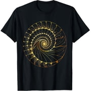 t-shirt Fibonacci Spiral Ratio Math Mathematician Sacred Geometry T-Shirt mens black women funny men journey Crew Neck, Short Sleeve,printing