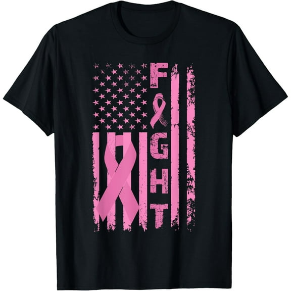 t-shirt Fight Breast Cancer Survivor American Flag Awareness T-Shirt.