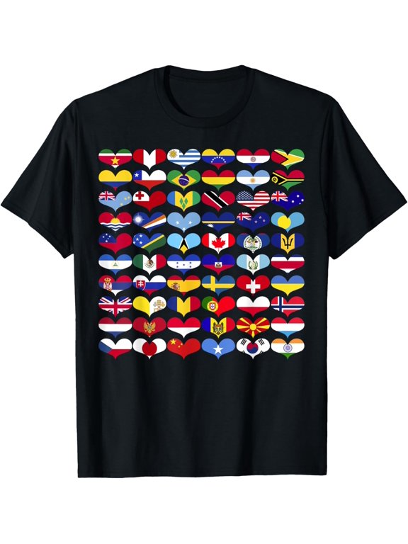 t-shirt Flag Of The Countries Of The World Flags Unity Day T-Shirt mens,black,women,funny,journey,Crew Neck, Short Sleeve,printing