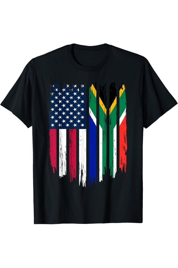 t-shirt Foreigner Immigrant - USA United States South African Flag T-Shirt.