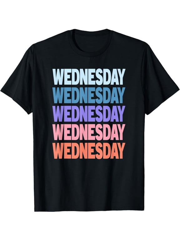 t-shirt Funny Modern Repeated Text Design Wednesday T-Shirt mens,black,women,funny,journey,Crew Neck, Short Sleeve,printing
