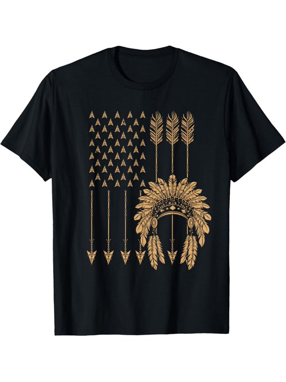 t-shirt Funny Native American Flag Gift Cool USA Tribe Patriotic T-Shirt mens,black,women,funny,journey,Crew Neck, Short Sleeve,printing