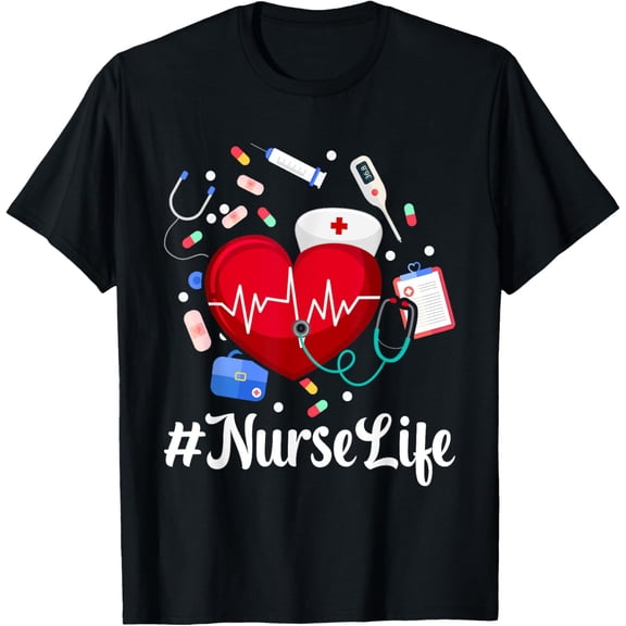 t-shirt Funny NurseLife Nurse T-Shirt mens,black,women,funny,journey,Crew Neck, Short Sleeve,custom clothing patterns.gift