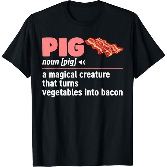 t-shirt Funny Pig Definition Bacon Pig Roast Pork Lover Mens Womens T-Shirt mens，black，women，funny，men，journey，Crew Neck, Short Sleeve,printing