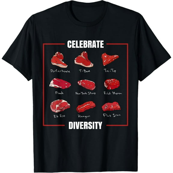 t-shirt Funny Steak Shirt Celebrate Diversity Types of Steak Lovers T-Shirt mens，black，women，funny，men，journey，Crew Neck, Short Sleeve,printing