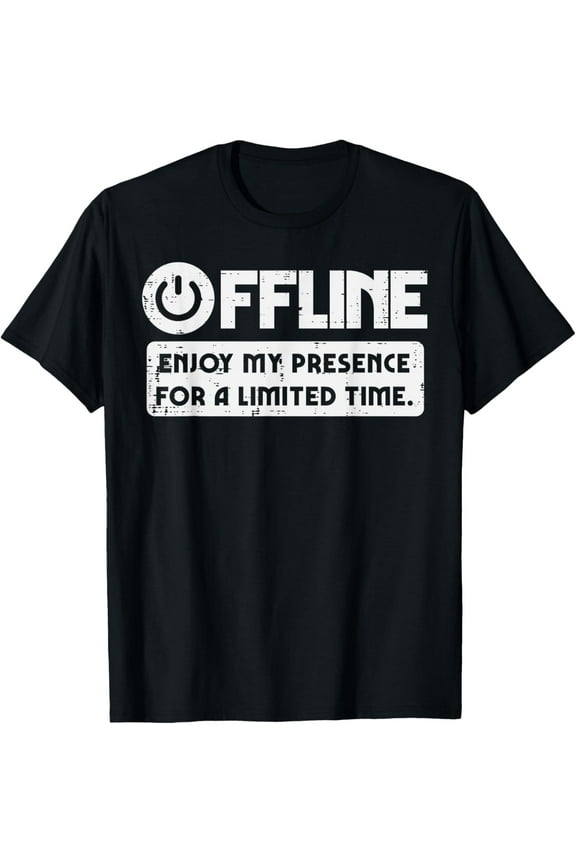 t-shirt Gamer Offline Enjoy My Presence Time Men Boys Kids T-Shirt mens,black,women,funny,men,journey,Crew Neck, Short Sleeve,printing