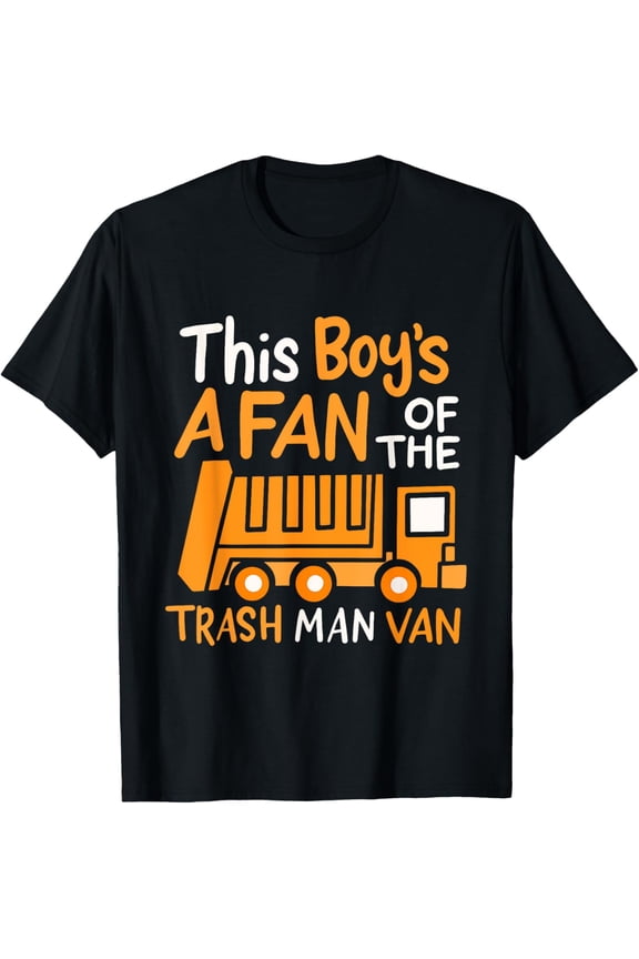 t-shirt Garbage Truck This Boy Is A Fan Of The Trash Man Van Dump T-Shirt mens,black,women,funny,men,journey,Crew Neck, Short Sleeve,printing