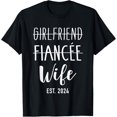 thumbnail image 1 of t-shirt Girlfriend fiancée wife 2024 for wedding and honeymoon T-Shirt mens，black，women，funny，journey，Crew Neck, Short Sleeve,custom clothing patterns.gift, 1 of 4