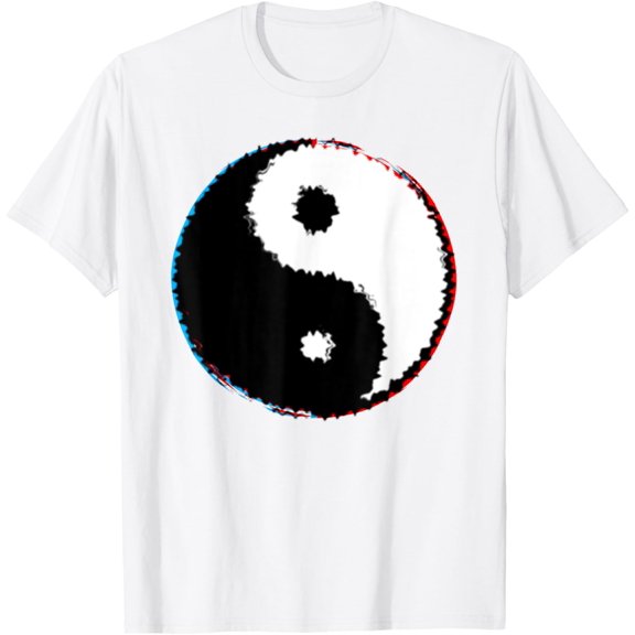 t-shirt Glitch Yin and Yang Symbol Taoism Buddhism Chinese Taoist T-Shirt mens, woman, white，funny，journey，Crew Neck, Short Sleeve,printing