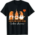 thumbnail image 1 of t-shirt Gnome One Fights Alone Ribbon Orange Leukemia Awareness T-Shirt mens，black，women，funny，journey，Crew Neck, Short Sleeve,custom clothing patterns.gift, 1 of 4