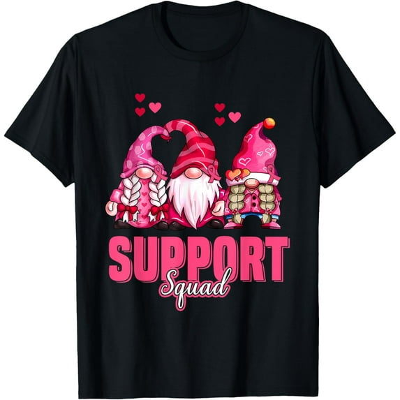t-shirt Gnomes Pink Ribbon Breast Cancer Awareness Support Squad T-Shirt mens,black,women,funny,journey,Crew Neck, Short Sleeve,custom clothing patterns.gift