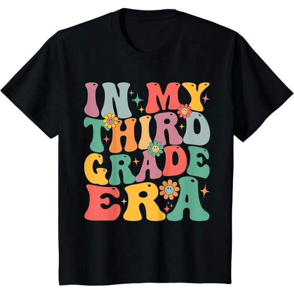 t-shirt Groovy In My Third Grade Era Retro Back to School Boy Girl T-Shirt.