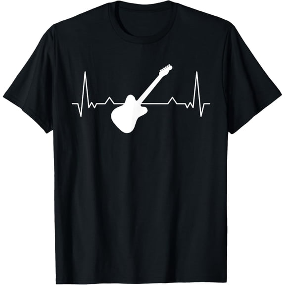 t-shirt Guitar Heartbeat Electric Guitar Acoustic Guitar Guitarist T-Shirt mens t shirt，black，women，funny，misfits，men，journey