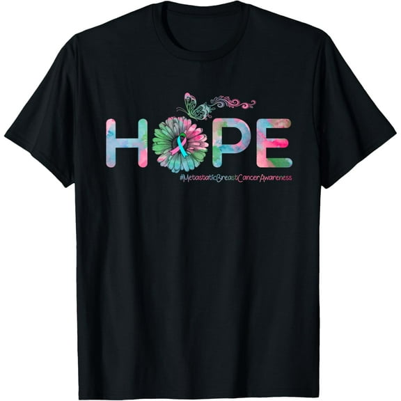 t-shirt HOPE Butterfly Metastatic Breast Cancer Awareness T-Shirt mens，black，women，funny，journey，Crew Neck, Short Sleeve,custom clothing patterns.gift
