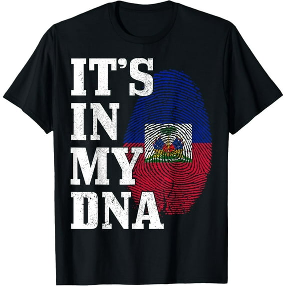t-shirt Haiti It's In My DNA Fingerprint Haitian Flag Pride T-Shirt.