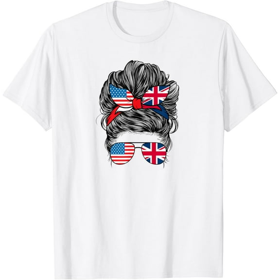 t-shirt Half American British America Great Britain UK USA Flag Girl T-Shirt mens t shirt，white，women，funny，misfits，men，journey