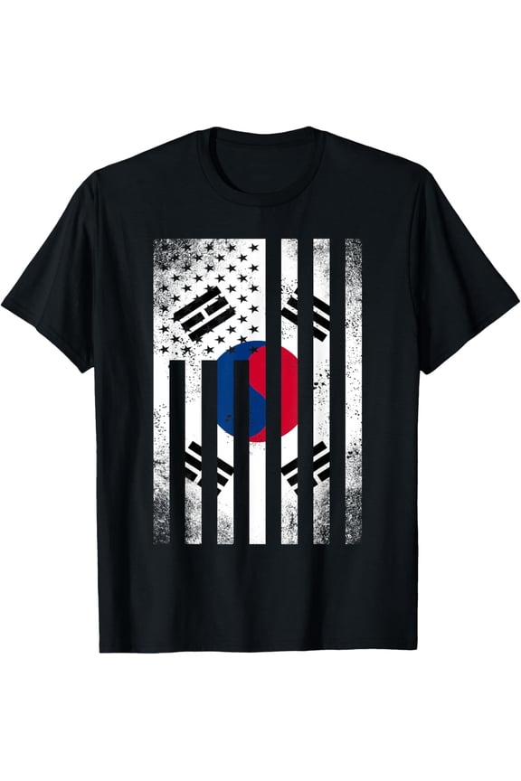 t-shirt Half South Korean Flag | Vintage American Inside Me USA Gift T-Shirt.