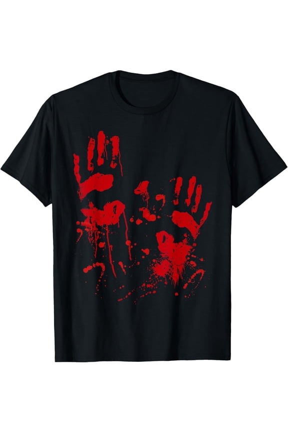 t-shirt Halloween costume | bloody handprints handprint with blood T-ShirtMen and women can wear, black T-shirts, gifts. Age: M,L，XL 2XL, 3XL, 4XL