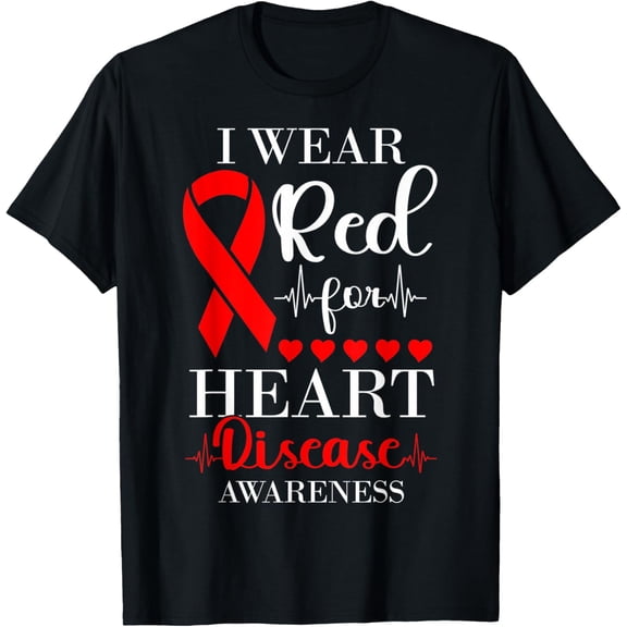 t-shirt Heart Health Wear Red For Heart Disease Awareness T-Shirt mens，black，women，funny，men，journey，Crew Neck, Short Sleeve,printing