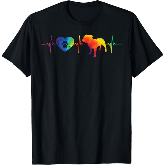 t-shirt Heartbeat Paw Pitbull Tie Dye Hippie Dog Lover Owner Gift T-Shirt.