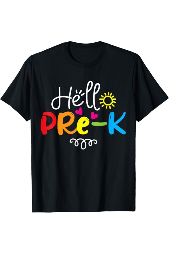 t-shirt Hello Pre-K Shirt Fun Back to School Teacher Student Gift T-Shirt.