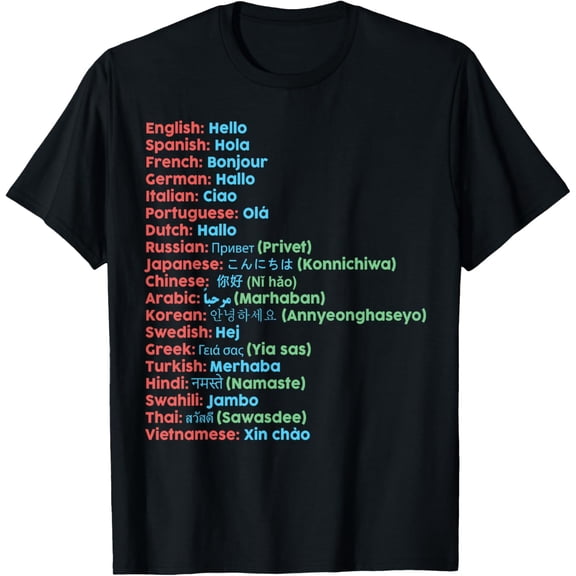 t-shirt Hello Word in Different Languages Travel and Teacher T-Shirt.