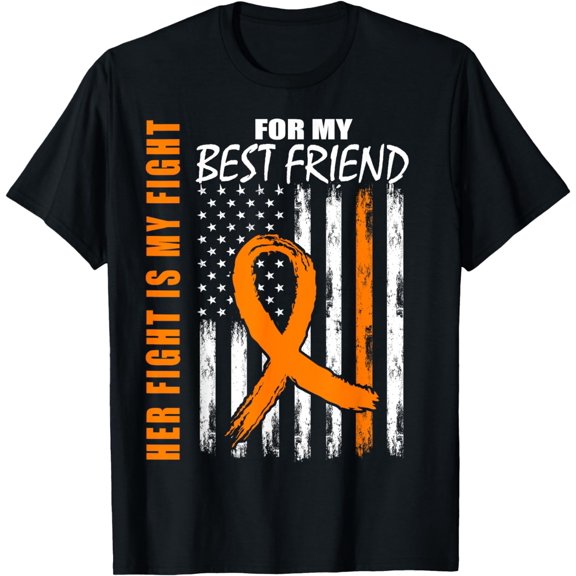 t-shirt Her Fight Is My Fight Best Friend Leukemia Awareness US Flag T-Shirt.