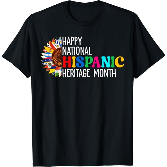 t-shirt Hispanic Heritage Month Latino Countries Flags Sunflower T-Shirt.