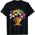 thumbnail image 1 of Hispanic Heritage Month Spanish-Speaking Countries Flags T-ShirtMen and women, Black T-shirt, size: Extra large, 1 of 4