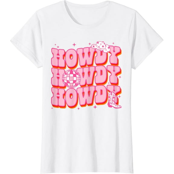 t-shirt Howdy Southern Western Girl Country Rodeo Pink Cowgirl Disco T-Shirt mens t shirt，white，women，funny，misfits，men，journey