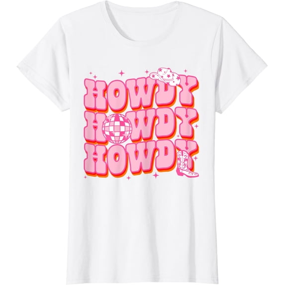 t-shirt Howdy Southern Western Girl Country Rodeo Pink Cowgirl Disco T-Shirt mens t shirt,white,women,funny,misfits,men,journey