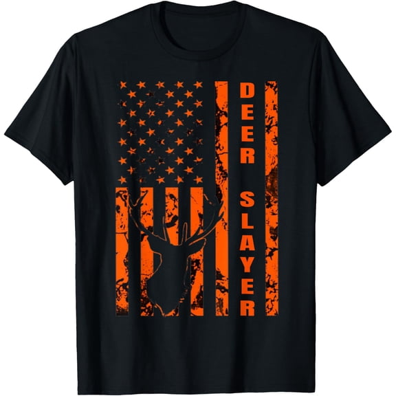 t-shirt Hunter Orange Camo American Flag Deer Slayer Hunting Lover T-Shirt mens，black，women，funny，journey，Crew Neck, Short Sleeve,printing