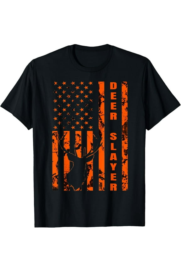 t-shirt Hunter Orange Camo American Flag Deer Slayer Hunting Lover T-Shirt mens,black,women,funny,journey,Crew Neck, Short Sleeve,printing
