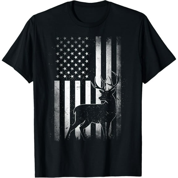 t-shirt Hunting Hunters Deer USA US American Flag Camo Camoflage T-Shirt mens,black,women,funny,journey,Crew Neck, Short Sleeve,printing
