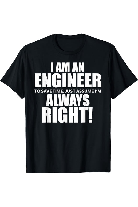t-shirt "I Am An Engineer Let's Assume I'm Always Right Funny Tshirt T-Shirt mens t shirt，black，women，funny，misfits，men，journey