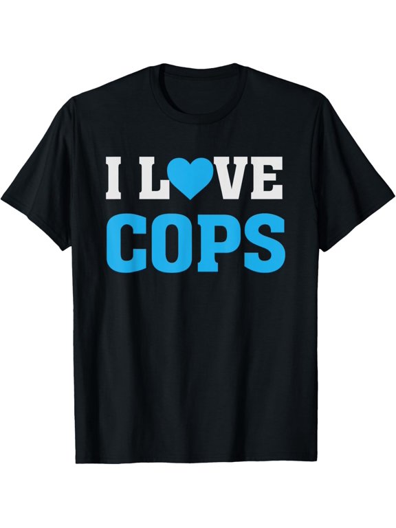 t-shirt I Heart Love Cops - LEO's Police Officers - Support Law T-Shirt mens,black,women,funny,men,journey,Crew Neck, Short Sleeve,printing
