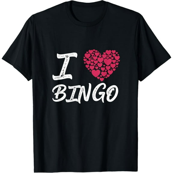 t-shirt I Love Bingo Heart Game Player Gamer Play Gambling T-Shirt mens，black，women，funny，journey，Crew Neck, Short Sleeve,custom clothing patterns.