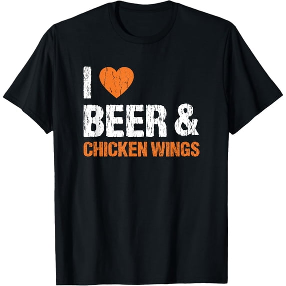 t-shirt I Love Chicken Wings & Beer Funny Food Eating Lover Gift T-Shirt mens,black,women,funny,journey,Crew Neck, Short Sleeve,custom clothing patterns.