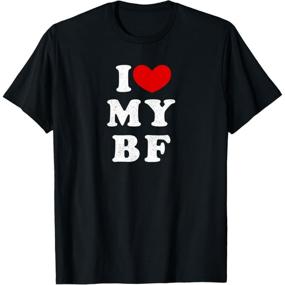 t-shirt I Love My Boyfriend, I Heart My BF T-Shirt mens,black,women,funny,journey,Crew Neck, Short Sleeve,custom clothing patterns.gift