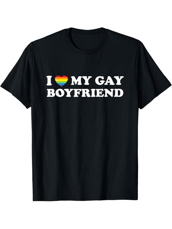 t-shirt I Love My Gay Boyfriend Funny Gay Pride Rainbow T-Shirt.