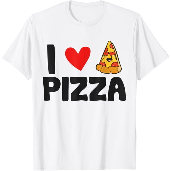 t-shirt I Love Pizza T-Shirt mens, woman, white,funny,journey,Crew Neck, Short Sleeve,custom clothing patterns.gift