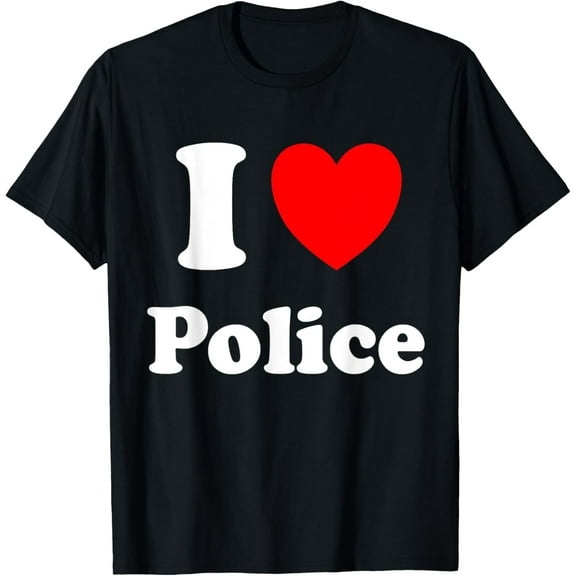 t-shirt I Love Police T-Shirt mens，black，women，funny，journey，Crew Neck, Short Sleeve,custom clothing patterns.gift