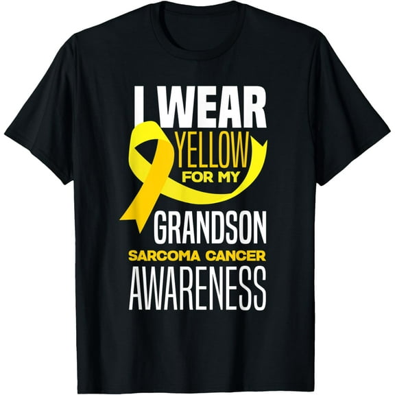 t-shirt I Wear Yellow For My Grandson Sarcoma Cancer Awareness T-Shirt mens,black,women,funny,journey,Crew Neck, Short Sleeve,custom clothing patterns.gift